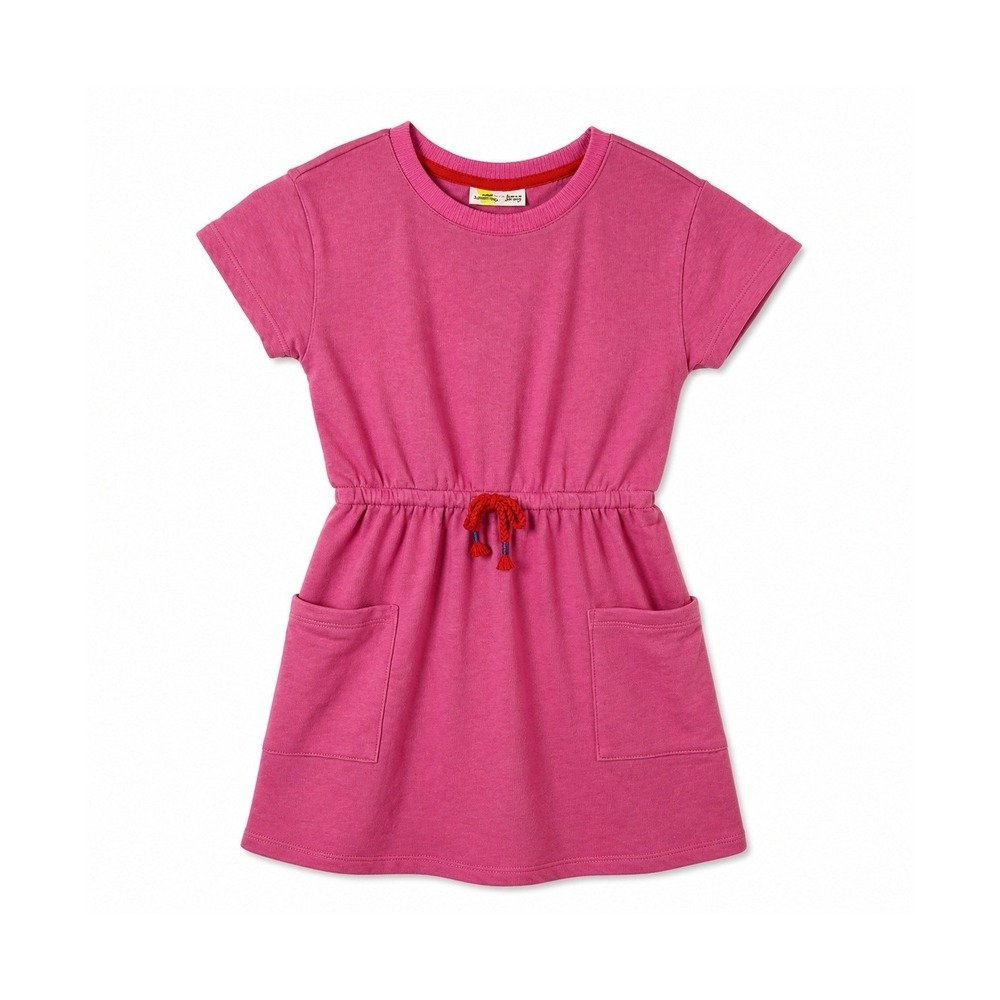 Epic Threads Dress Kids XS 5-6 Pop Pink French Terry Short Sleeve Pocket Casual